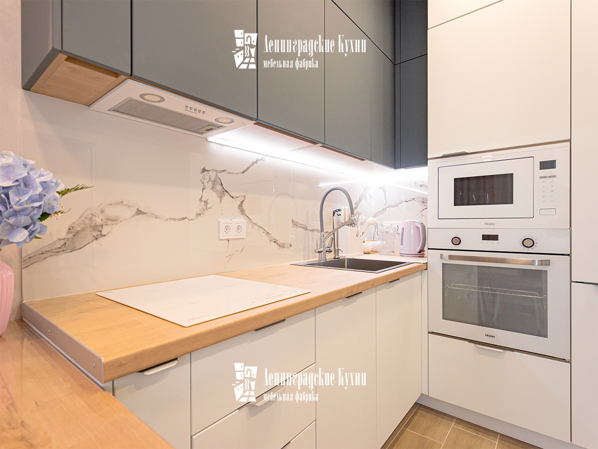 Кухня Майя белая и серая из МДФ, фото