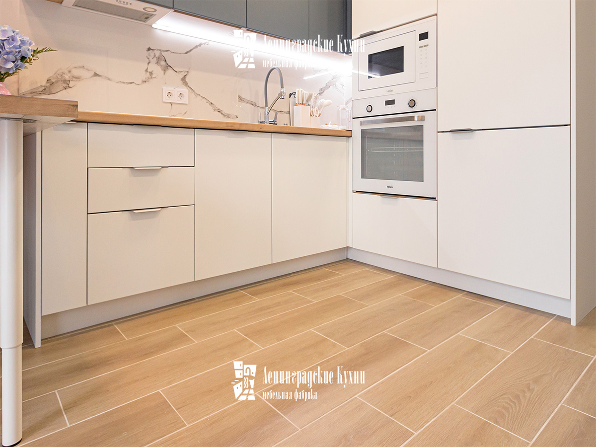 Кухня Майя белая и серая из МДФ, фото