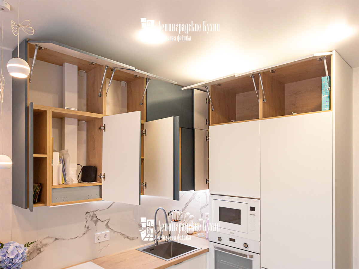 Кухня Майя белая и серая из МДФ, фото