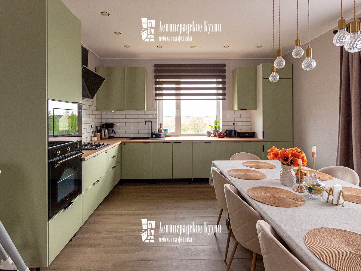 Кухня Токсово зеленая из МДФ, фото